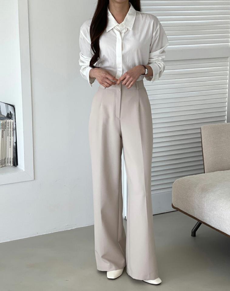 センタープレスワイドスラックス・p001458 レディース 【pt】パンツ スラックス ロング丈 単色 無地 シンプル ベーシック センタープレス ワイド オフィスカジュアル 秋 冬 大人 きれいめ 韓国ファッション MKT