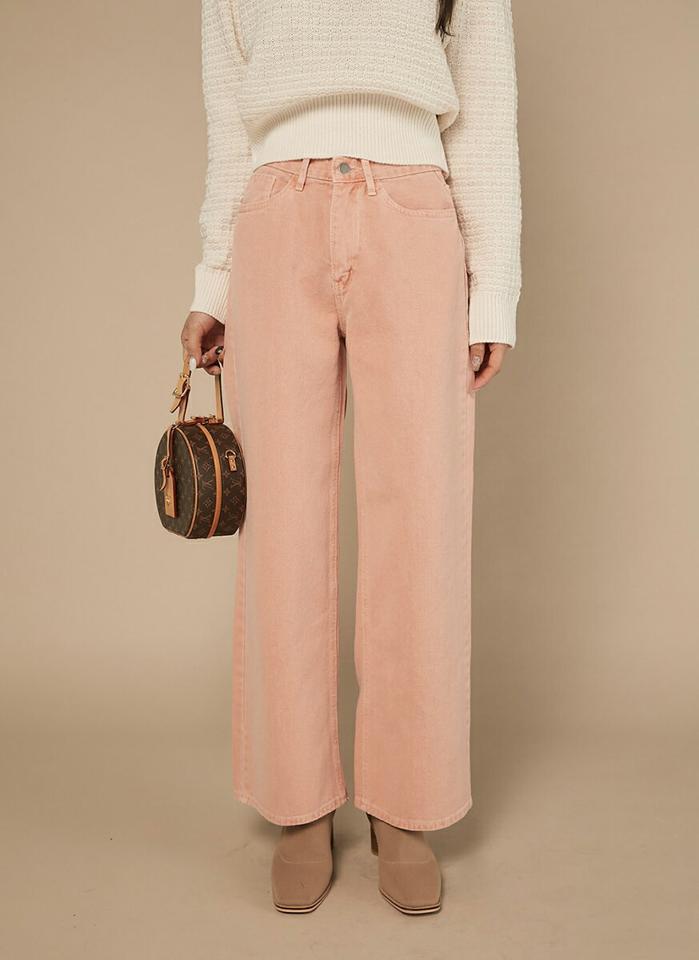 パステルコットンサルファパンツ・t00551 レディース 【pt】ボトムス ロング ロングパンツ パステル コットン 綿 サルファ ワイド ストレート ハイウエスト ベルトループ 単色 シンプル フェミニン カジュアル 秋 冬 春 韓国ファッション