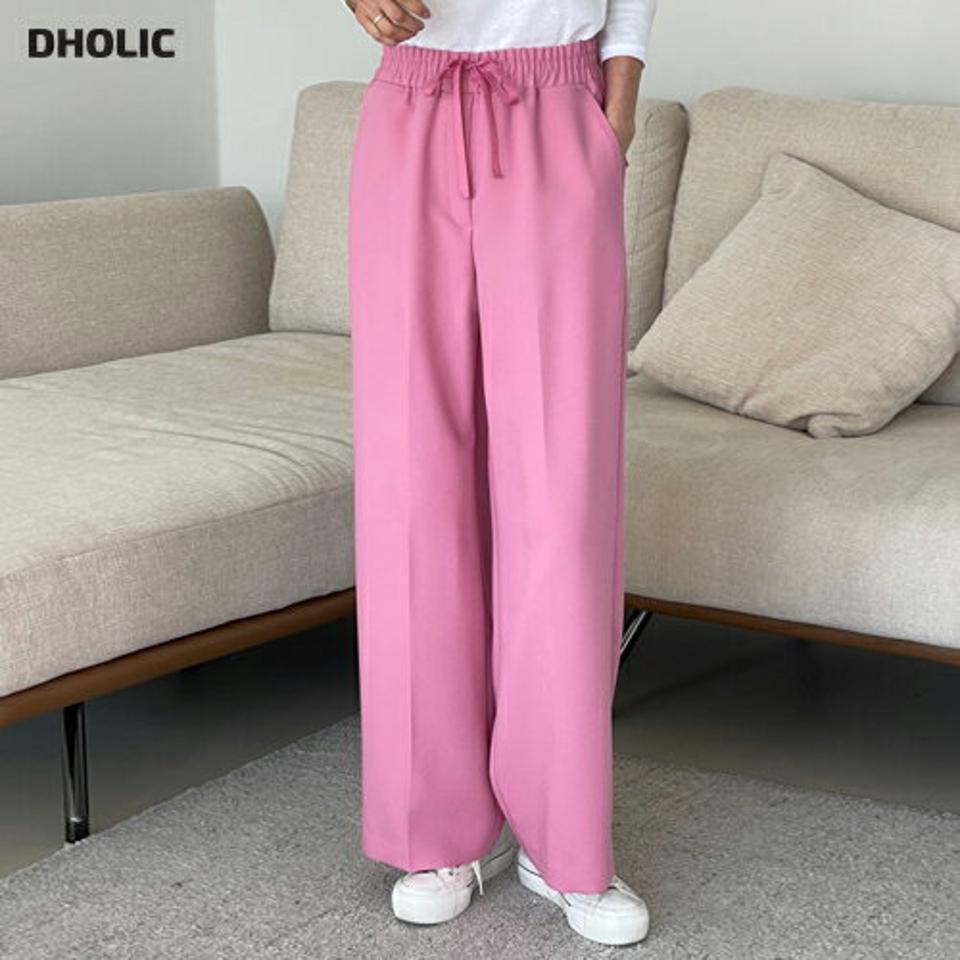 ウエストドロストワイドパンツ・p001459 レディース 【pt】パンツ ロング丈 ワイド 単色 無地 シンプル ベーシック ドロスト ウエストゴム 楽ちん 秋 冬 カジュアル かわいい 可愛い ラフ カラーパンツ 韓国ファッション MKT