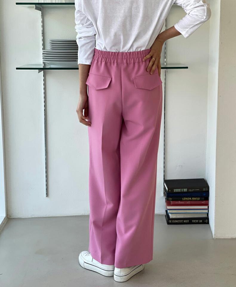 ウエストドロストワイドパンツ・p001459 レディース 【pt】パンツ ロング丈 ワイド 単色 無地 シンプル ベーシック ドロスト ウエストゴム 楽ちん 秋 冬 カジュアル かわいい 可愛い ラフ カラーパンツ 韓国ファッション MKT