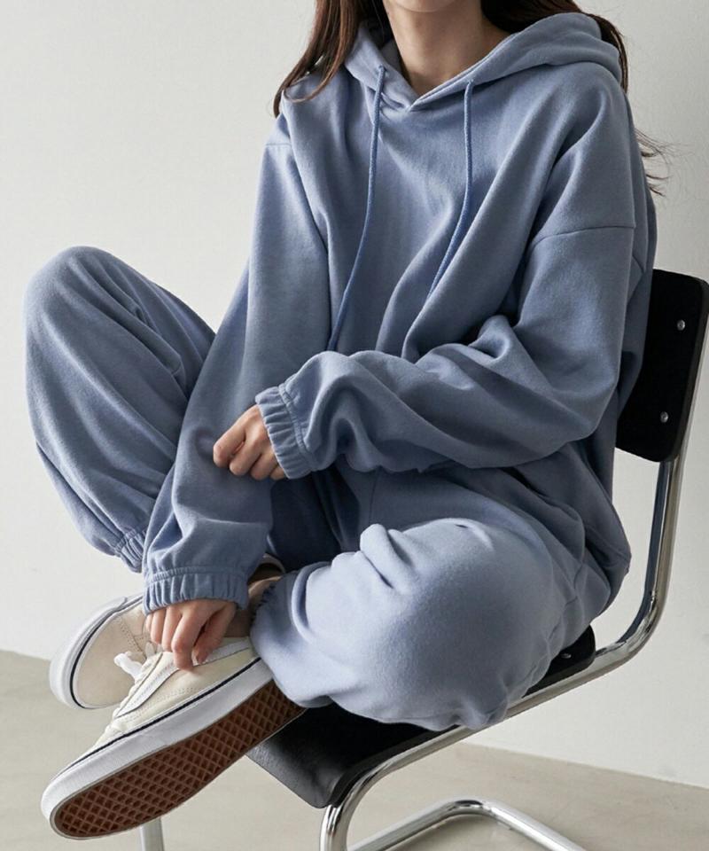 パーカー&スウェットジョガーパンツSET・p001391 レディース 【pt】セットアップ セット setup トップス 長袖 スウェット トレーナー パーカー フード フーディ 単色 無地 シンプル パンツ ロング丈 カジュアル 秋 冬 韓国ファッション MKT