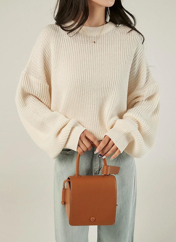 ラウンドネックルーズニット・t00533 レディース 【tops】トップス ニット 大人 ラウンドネック 長袖 ドロップショルダー リブヘム ルーズ パンチング 無地 単色 シンプル フェミニン カジュアル かわいい 可愛い デイリー 秋 冬 春 韓国ファッション