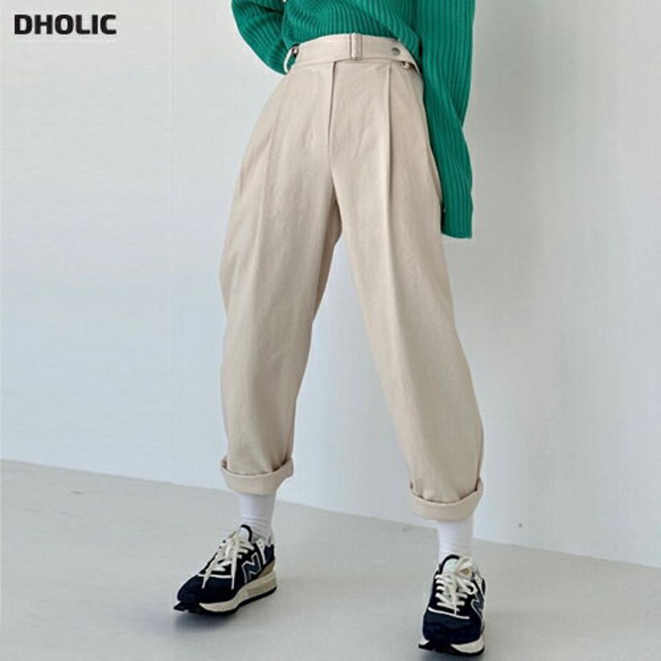 ウエストベルトコットンパンツ・p001476 レディース 【pt】パンツ ロング丈 単色 無地 シンプル ベーシック ウエストベルト ベルト コットン 綿 秋 冬 タック カジュアル ラフ 韓国ファッション MKT