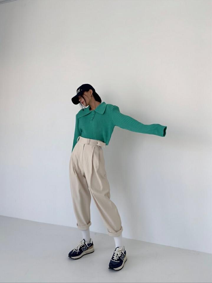 ウエストベルトコットンパンツ・p001476 レディース 【pt】パンツ ロング丈 単色 無地 シンプル ベーシック ウエストベルト ベルト コットン 綿 秋 冬 タック カジュアル ラフ 韓国ファッション MKT