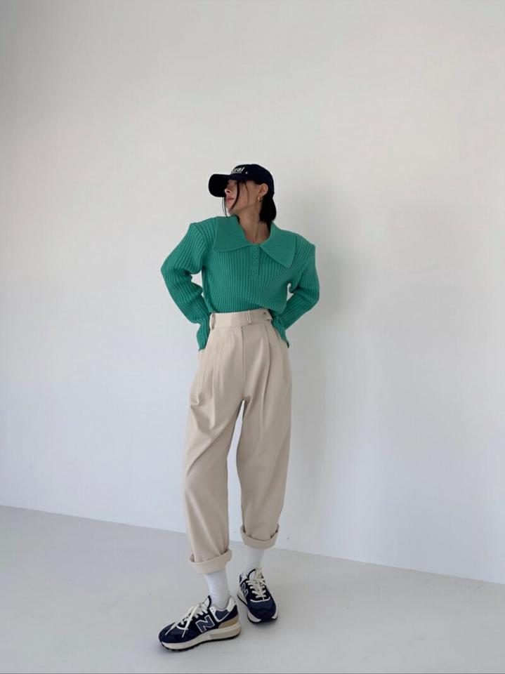 ウエストベルトコットンパンツ・p001476 レディース 【pt】パンツ ロング丈 単色 無地 シンプル ベーシック ウエストベルト ベルト コットン 綿 秋 冬 タック カジュアル ラフ 韓国ファッション MKT