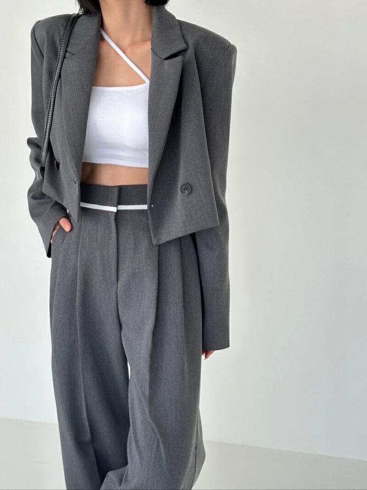 配色ツータックスラックス・p001472 レディース 【pt】スラックス パンツ 配色 ロング丈 タック ワイド ハイウエスト フルレングス 秋 冬 大人 かわいい 可愛い 韓国ファッション MKT