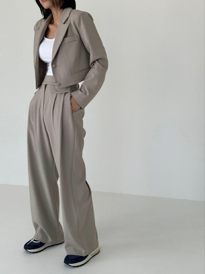 ツーボタンフラップスラックス・p001470 レディース 【pt】スラックス パンツ ロング丈 単色 無地 シンプル ベーシック ツーボタン タック ワイド 秋 冬 ゆったり 韓国ファッション MKT