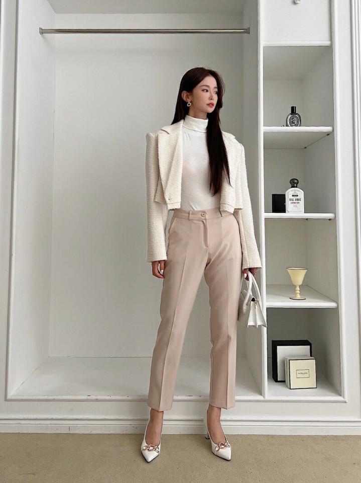 センタープレススリムスラックス・p001491 レディース 【pt】パンツ ロング丈 単色 無地 シンプル ベーシック センタープレス スリム 細身 秋 冬 オフィスカジュアル 大人 ストレート パステル 韓国ファッション MKT