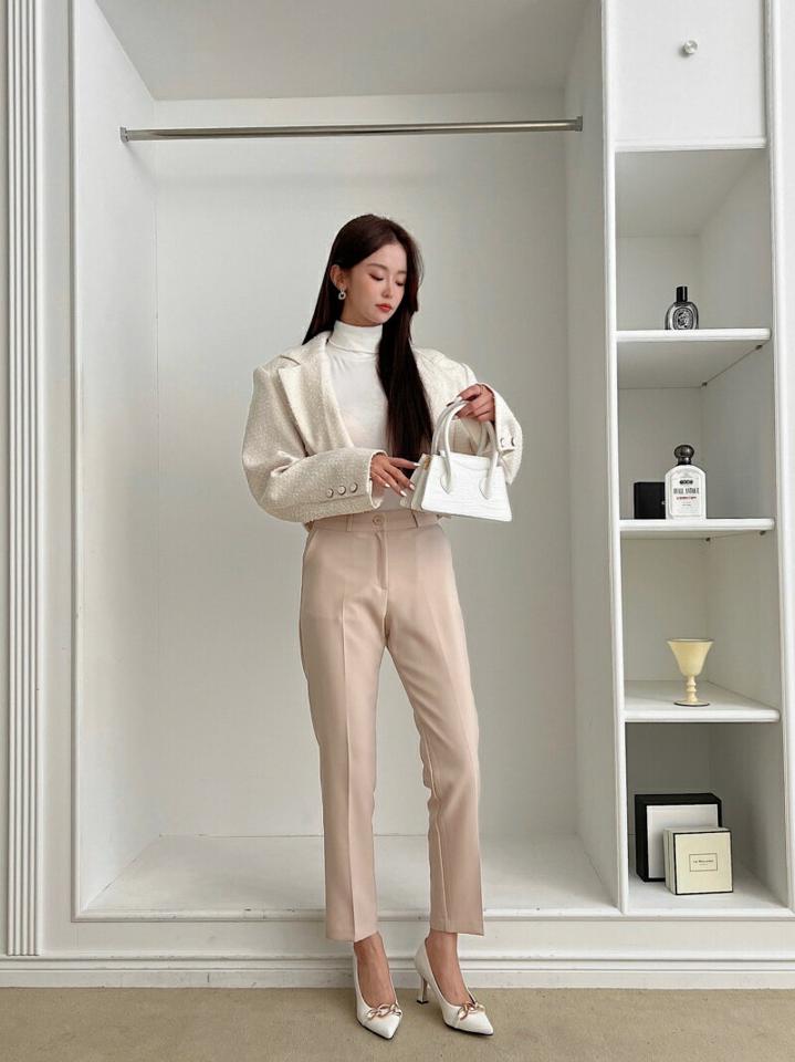 センタープレススリムスラックス・p001491 レディース 【pt】パンツ ロング丈 単色 無地 シンプル ベーシック センタープレス スリム 細身 秋 冬 オフィスカジュアル 大人 ストレート パステル 韓国ファッション MKT