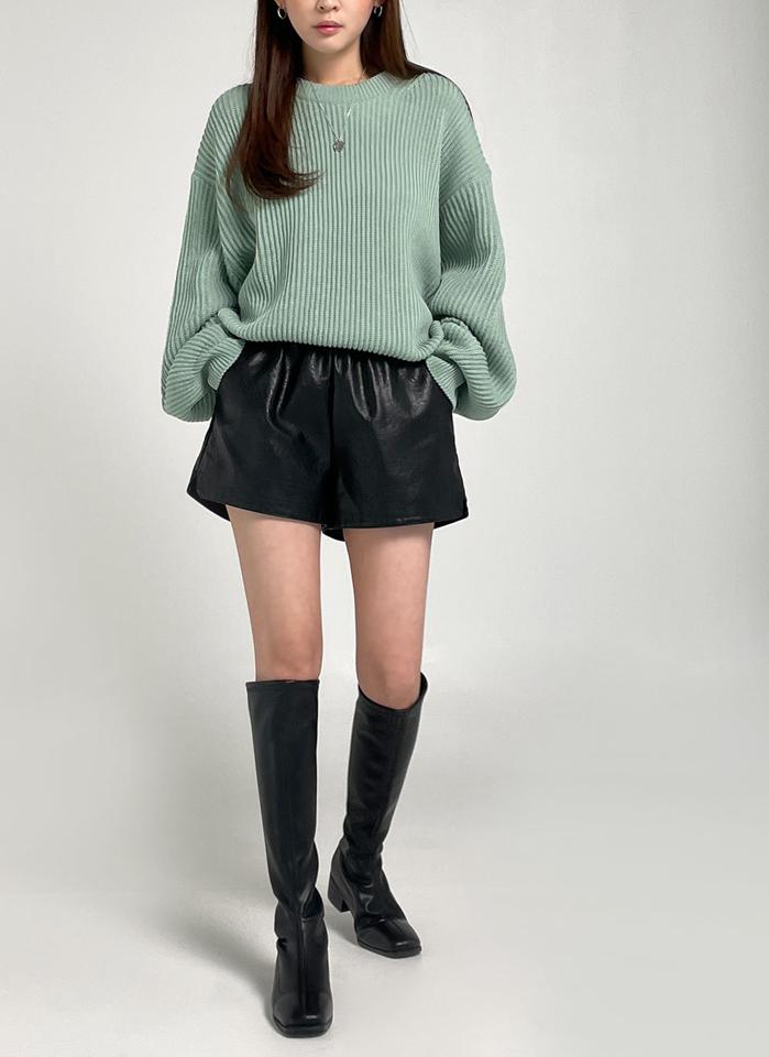 パンチングスリーブルーズニット・t00286 レディース 【tops】トップス ニット 大人 ラウンドネック 長袖 ドロップショルダー ルーズ リブヘム パンチング シンプル 大人 フェミニン カジュアル かわいい 可愛い 秋 冬 春 韓国ファッション