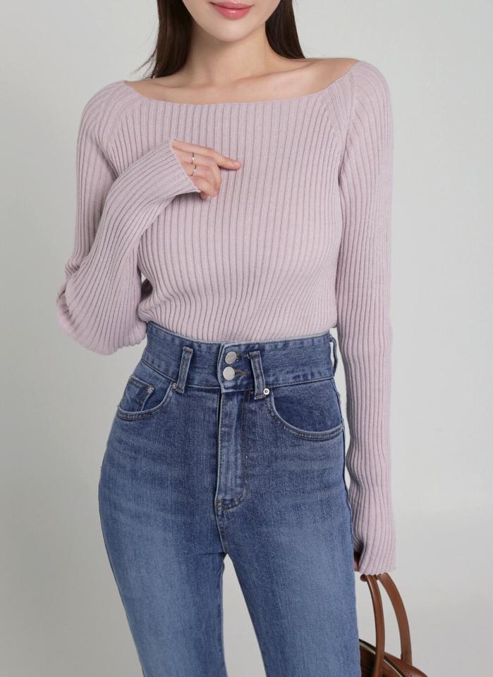ボートネックラグランニット・t00281 レディース 【tops】トップス ニット 大人 ボートネック 長袖 ラグラン スリム パステルカラー デコルテ 鎖骨 シンプル 大人 フェミニン カジュアル かわいい 可愛い 秋 冬 春 韓国ファッション