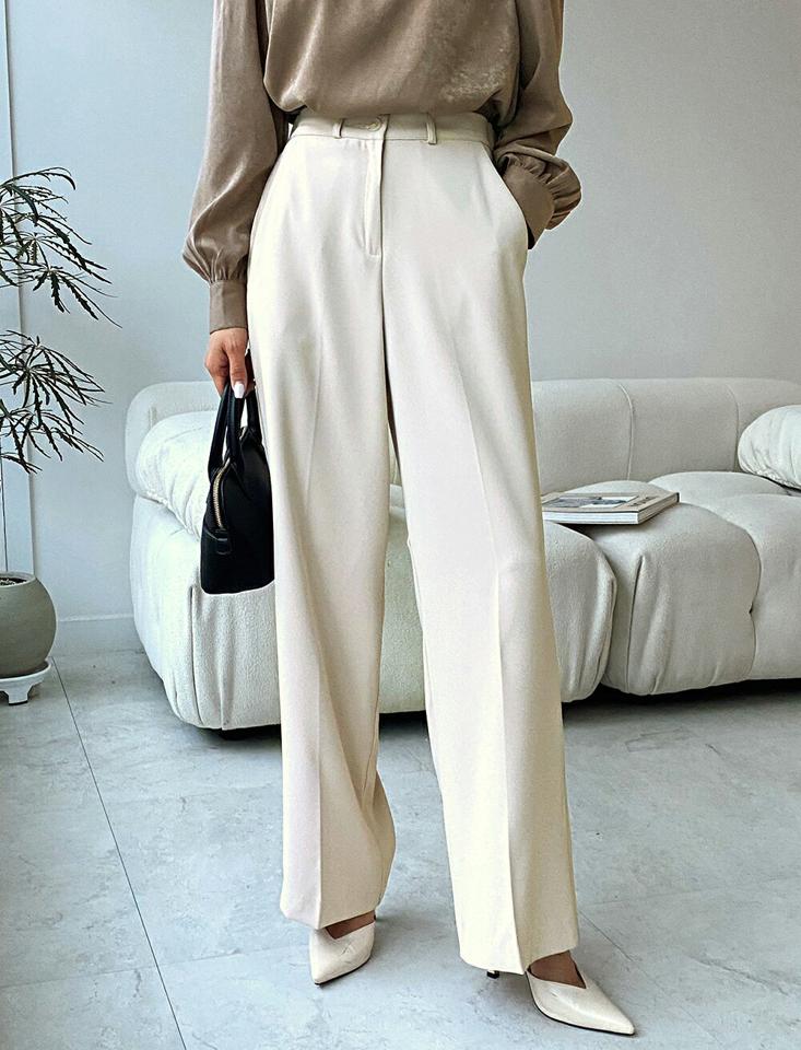 バックゴムワイドスラックス・t00097 レディース 【pt】ボトムス ロング ロングパンツ スラックス ワイド ストレート ハイウエスト バックゴム フルレングス センタープレス 無地 単色 シンプル フェミニン カジュアル 秋 冬 春 韓国ファッション