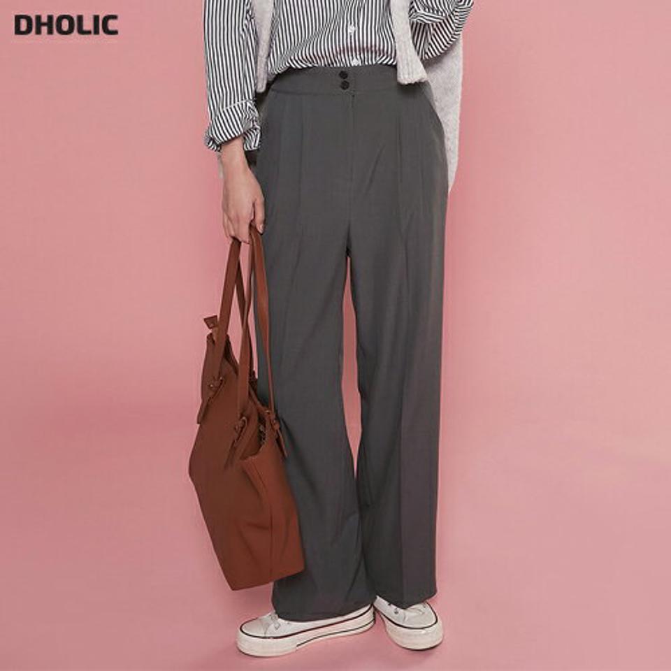 ツーボタンバックゴムスラックス・t00178 レディース 【pt】ボトムス ロング ロングパンツ スラックス ツータック ヒップダーツ バックゴム 無地 単色 シンプル フェミニン カジュアル 秋 冬 春 韓国ファッション