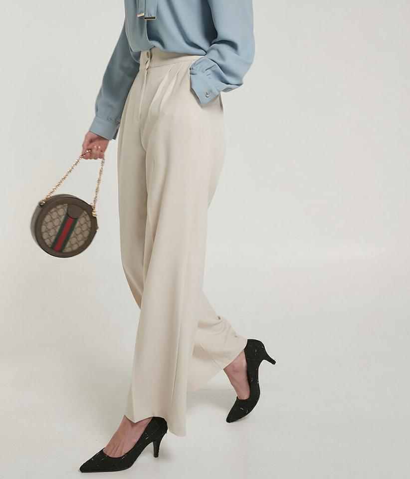 ツーボタンバックゴムスラックス・t00178 レディース 【pt】ボトムス ロング ロングパンツ スラックス ツータック ヒップダーツ バックゴム 無地 単色 シンプル フェミニン カジュアル 秋 冬 春 韓国ファッション