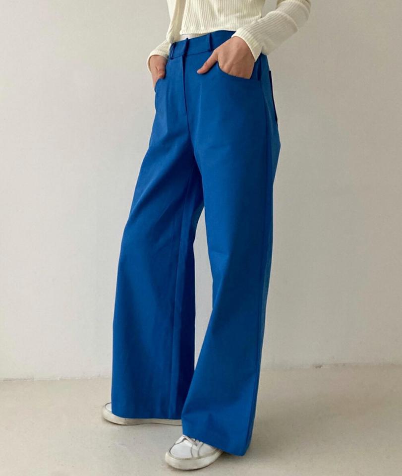 コットンワイドストレートパンツ・p001638 レディース 【pt】パンツ ロング丈 単色 無地 シンプル ベーシック ワイド ズボン 長ズボン コットン 綿 ストレート カジュアル ラフ カラーパンツ 韓国ファッション MKT
