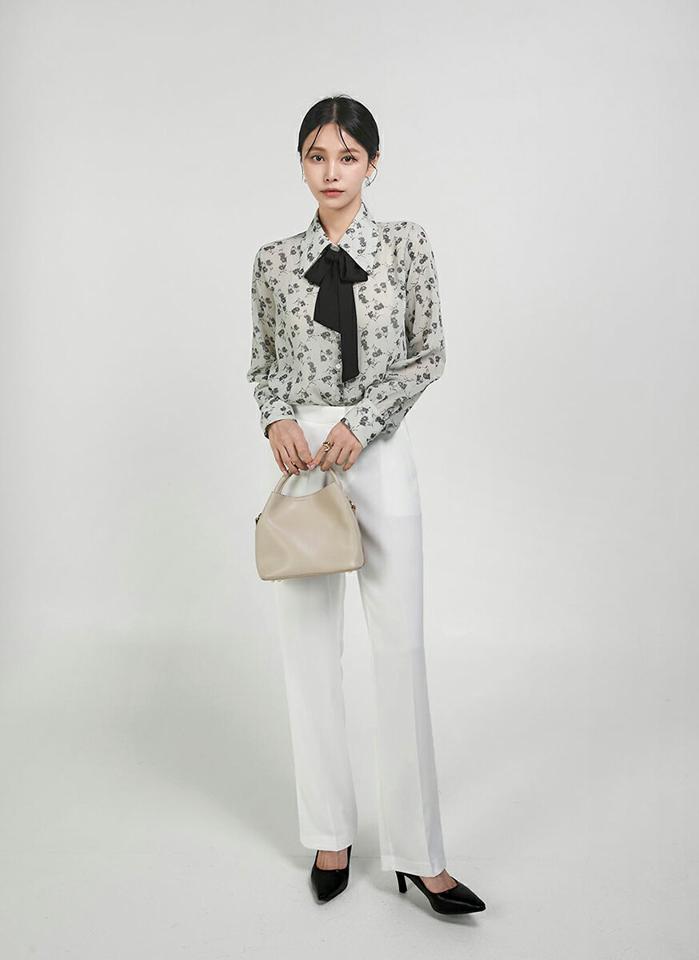 ホックワイドスラックス・t00323 レディース 【pt】ボトムス ロング ロングパンツ スラックス センタープレス ハイウエスト フルレングス ワイド ストレート 無地 単色 ベーシック シンプル フェミニン カジュアル 秋 冬 春 韓国ファッション