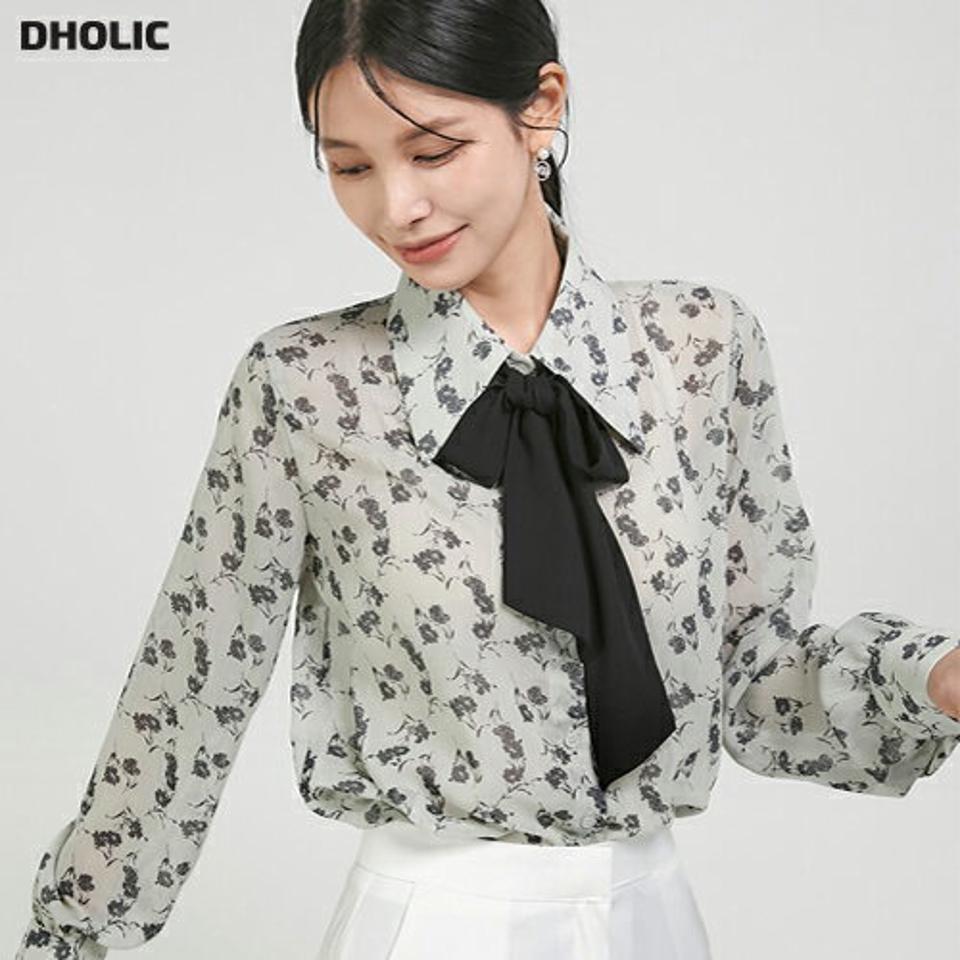 【新作10%OFF】ストラップ付花柄シアーブラウス・t00307 レディース 【bl】トップス ブラウス カラーネック 長袖 花柄 フラワー ショルダーギャザー ストラップ シンプル かわいい 可愛い 上品 大人 カジュアル フェミニン 秋 冬 春 韓国ファッション SALE セール