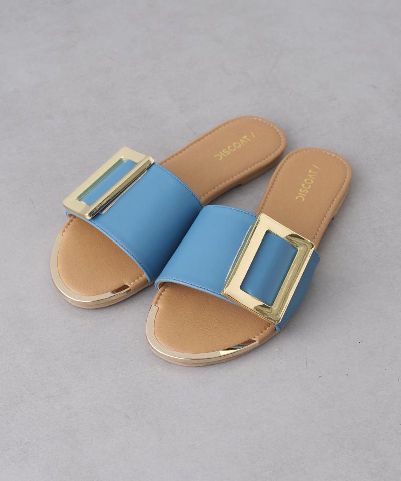 スクエアバックルフラットサンダル