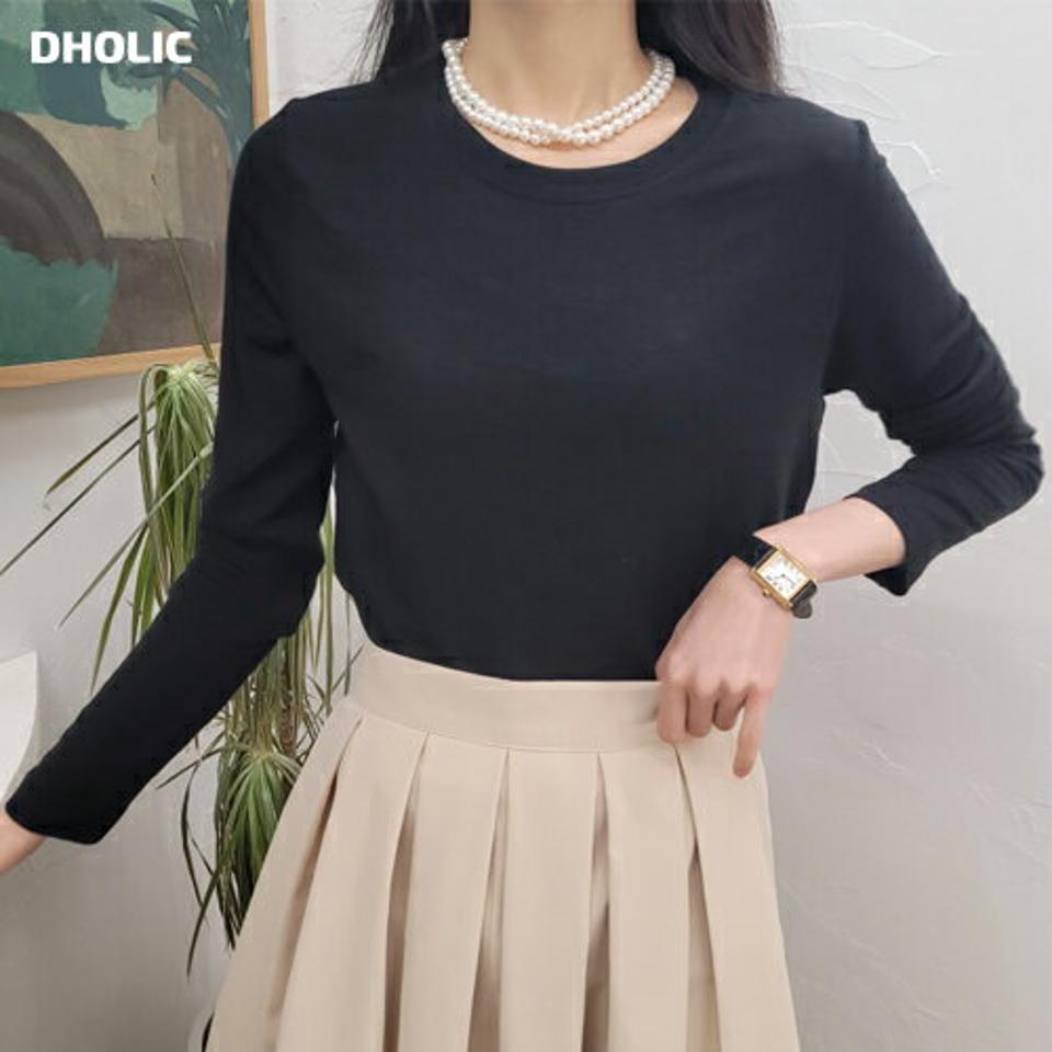 ラウンドネック長袖Tシャツ・p001660 レディース 【tops】トップス Tシャツ 長袖 単色 無地 シンプル ベーシック ラウンドネック 秋 冬 カジュアル ラフ かわいい 可愛い 韓国ファッション MKT