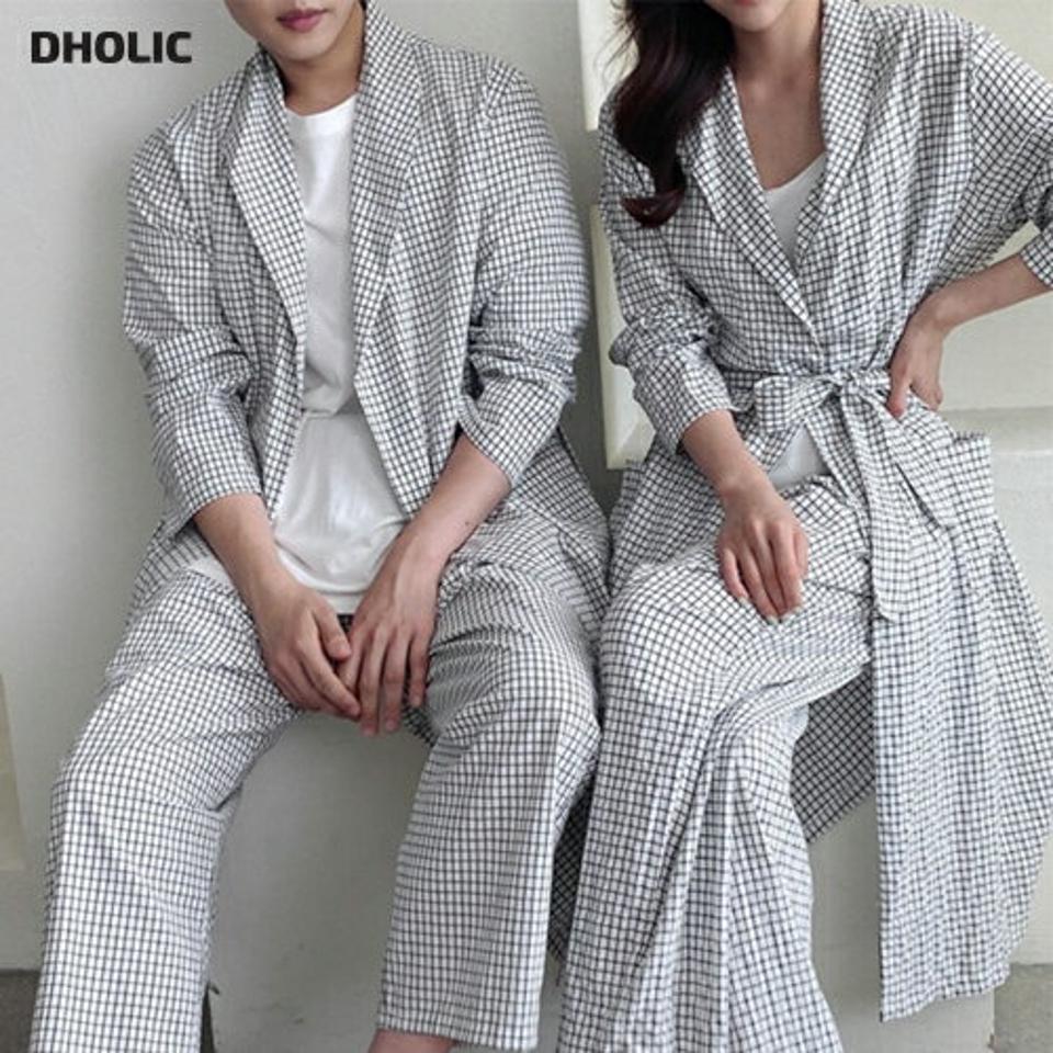 ストラップ付チェック柄パジャマSET・p001733 レディース 【uw】パジャマ セット セットアップ ルームウェア 部屋着 寝巻 シャツ トップス 長袖 柄 模様 チェック ロング丈 パンツ ロング丈 秋 冬 カジュアル 韓国ファッション MKT