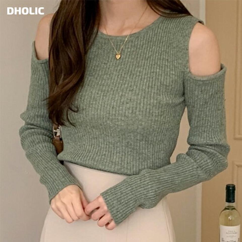 【マラソン特価】カシミヤ混オープンショルダーリブニット・p001530 レディース 【tops】トップス 長袖 ニット 単色 無地 シンプル ベーシック リブ オープンショルダー 肩出し カシミヤ混 秋 冬 かわいい 可愛い セクシー 韓国ファッション MKT