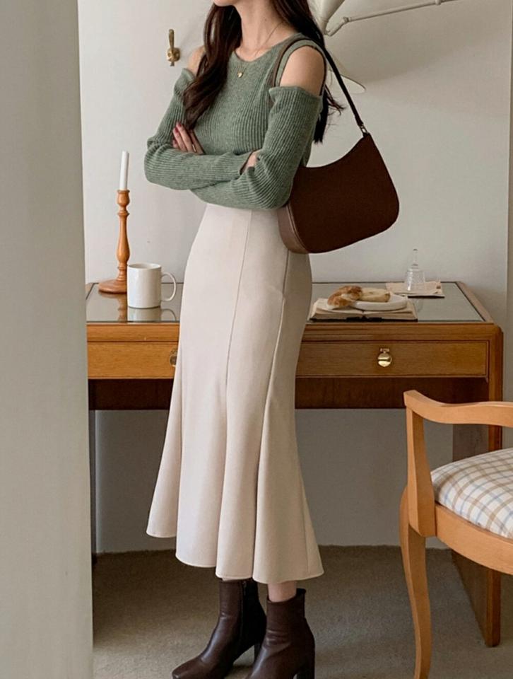 【マラソン特価】カシミヤ混オープンショルダーリブニット・p001530 レディース 【tops】トップス 長袖 ニット 単色 無地 シンプル ベーシック リブ オープンショルダー 肩出し カシミヤ混 秋 冬 かわいい 可愛い セクシー 韓国ファッション MKT