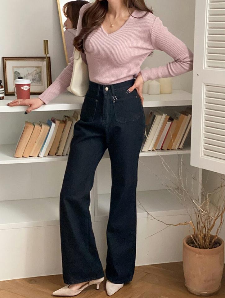 カシミヤ混Vネックリブニット・p001532 レディース 【tops】トップス ニット 長袖 単色 無地 シンプル ベーシック リブ Vネック 鎖骨 デコルテ タイト 細身 スリム カシミヤ混 秋 冬 大人 きれいめ 韓国ファッション MKT