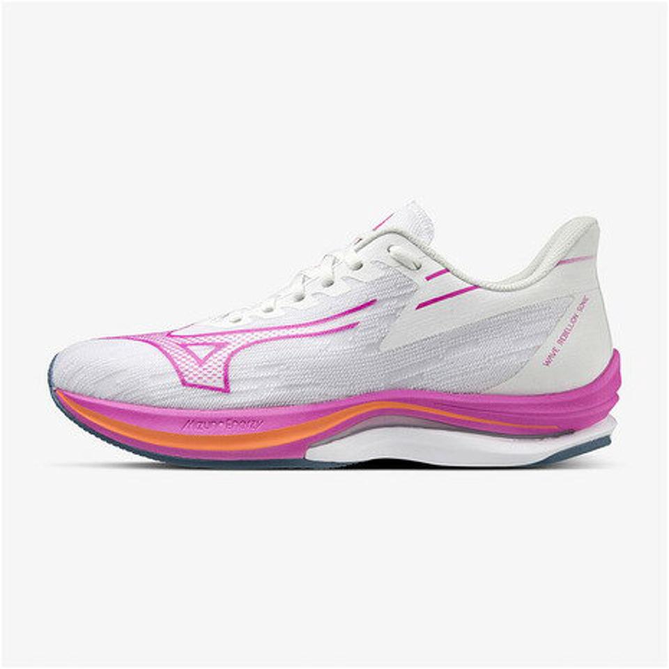ミズノ（MIZUNO）（レディース）ランニングシューズ ウエーブリベリオンソニック ホワイト ピンク J1GD233072 スニーカー プレート トレーニング 部活