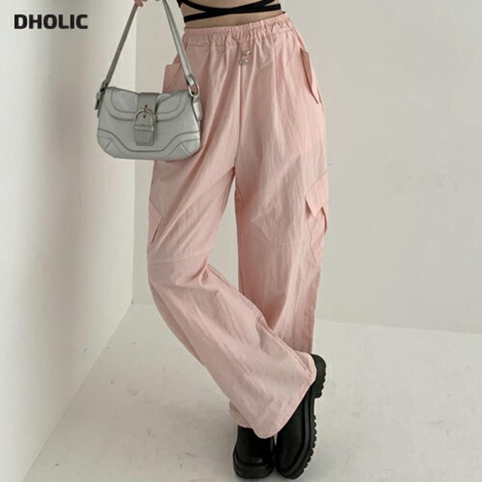 【マラソン特価】2WAYナイロンカーゴパンツ・p001783 レディース 【pt】パンツ ロング丈 単色 無地 シンプル ベーシック ナイロン カーゴ ストレート ジョガーパンツ パステル カジュアル ラフ 韓国ファッション MKT セール