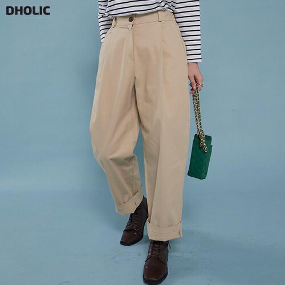 ワンタックワイドコットンパンツ・t00046 レディース 【pt】ボトムス ロング ロングパンツ ワンタック ワイド コットン 綿 ハイウエスト ロング丈 無地 単色 シンプル フェミニン カジュアル 秋 冬 春 韓国ファッション