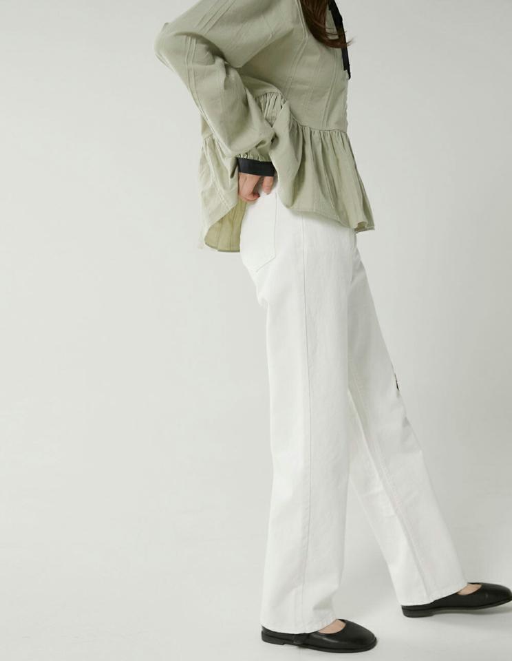 ストレートコットンパンツ・t00344 レディース 【pt】ボトムス ロング ロングパンツ ハイウエスト ストレート ベルトループ コットン 綿 ロング丈 無地 単色 ベーシック シンプル フェミニン カジュアル 秋 冬 春 韓国ファッション