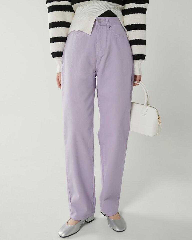 ストレートコットンパンツ・t00344 レディース 【pt】ボトムス ロング ロングパンツ ハイウエスト ストレート ベルトループ コットン 綿 ロング丈 無地 単色 ベーシック シンプル フェミニン カジュアル 秋 冬 春 韓国ファッション