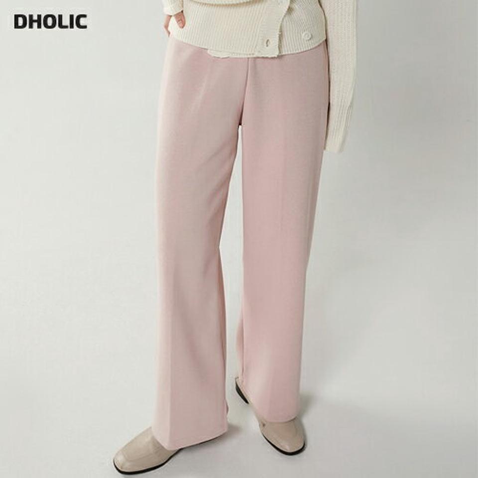 ワイドストレートリブパンツ・t00343 レディース 【pt】ボトムス ロング ロングパンツ ストレート ワイド リブ ハイウエスト ゴム ロング丈 無地 単色 ベーシック シンプル フェミニン カジュアル 秋 冬 春 韓国ファッション