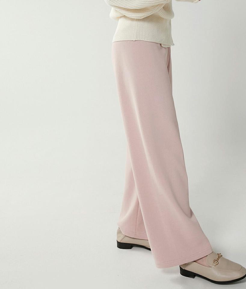 ワイドストレートリブパンツ・t00343 レディース 【pt】ボトムス ロング ロングパンツ ストレート ワイド リブ ハイウエスト ゴム ロング丈 無地 単色 ベーシック シンプル フェミニン カジュアル 秋 冬 春 韓国ファッション