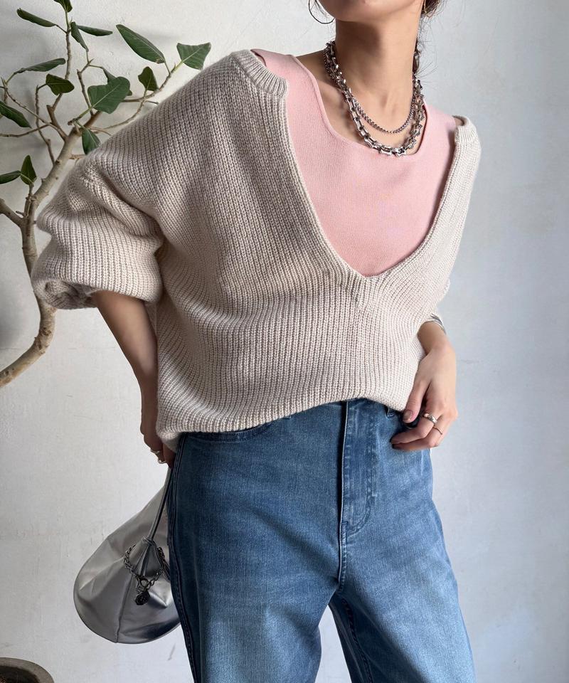 【完売カラー再追加！】スクエアニットタンク