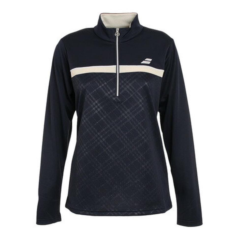 バボラ（BABOLAT）（レディース）テニスウェア レディース PURE LONG SLEEVE SHIRT BWG2376 NV 長袖 吸汗速乾 UVケア