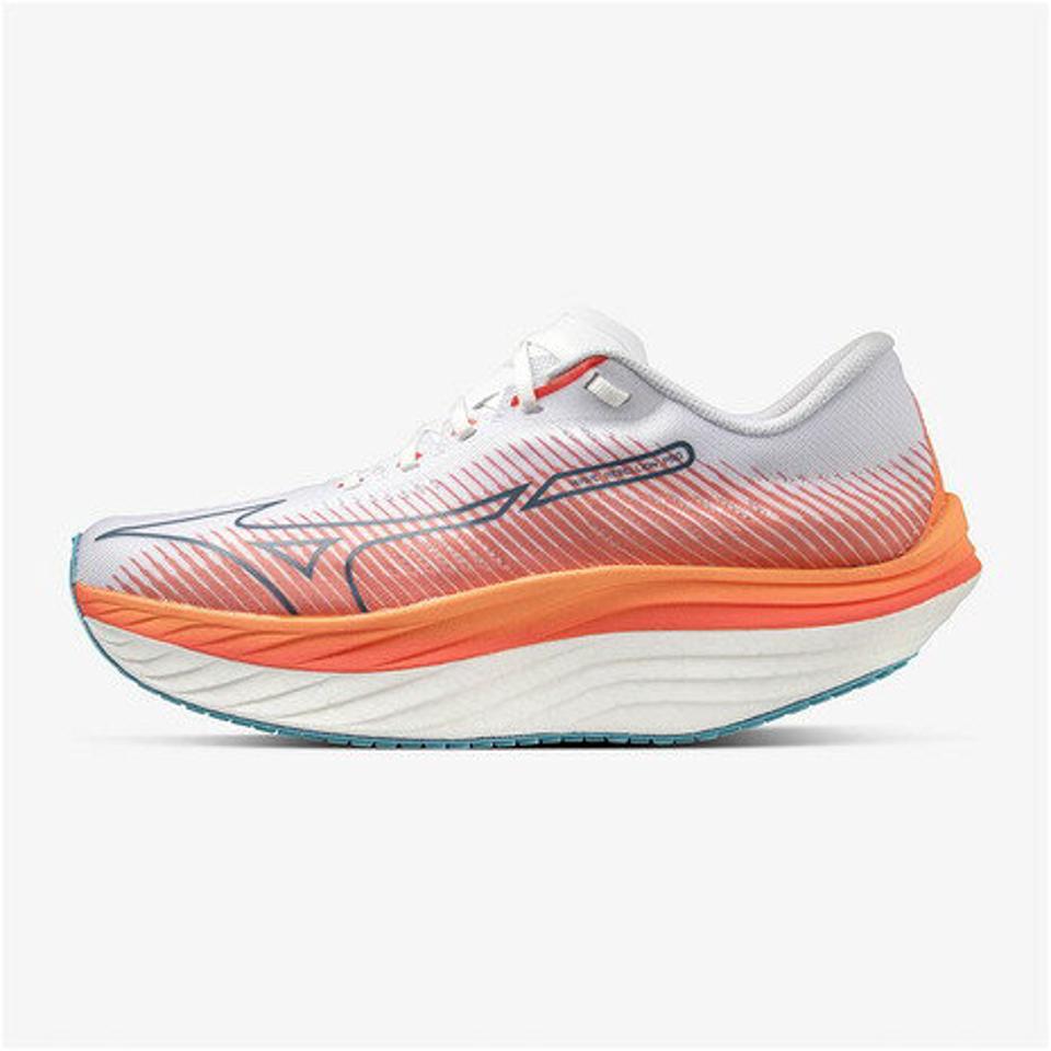 ミズノ（MIZUNO）（メンズ）ランニングシューズ ウエーブリベリオンプロ ホワイト オレンジ J1GC231701 スニーカー プレート トレーニング 部活 マラソン