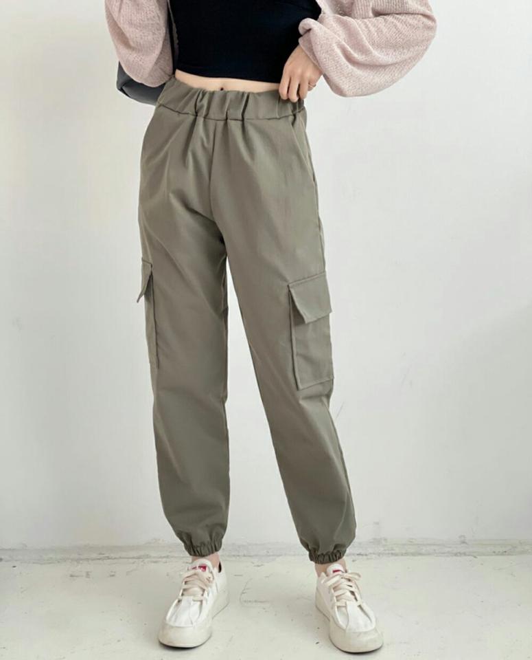 カーゴイージージョガーパンツ・p001766 レディース 【pt】パンツ ロング丈 単色 無地 シンプル ベーシック 長ズボン ズボン ジョガーパンツ イージー 楽ちん ウエストゴム カーゴ カジュアル ラフ 運動 スポーツ ジム 韓国ファッション MKT