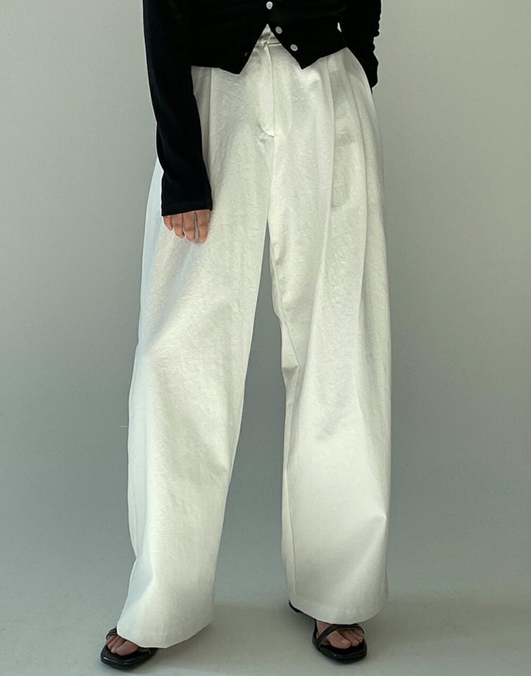 【只今10%OFF】ツータックコットンパンツ・p002010 レディース 【pt】パンツ ロング丈 単色 無地 シンプル ベーシック ワイド ツータック コットン 綿 長ズボン ズボン カジュアル ワイド フルレングス 韓国ファッション MKT セール