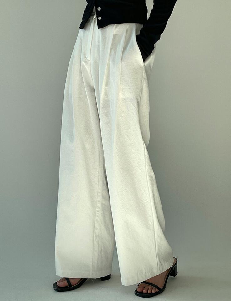 【只今10%OFF】ツータックコットンパンツ・p002010 レディース 【pt】パンツ ロング丈 単色 無地 シンプル ベーシック ワイド ツータック コットン 綿 長ズボン ズボン カジュアル ワイド フルレングス 韓国ファッション MKT セール