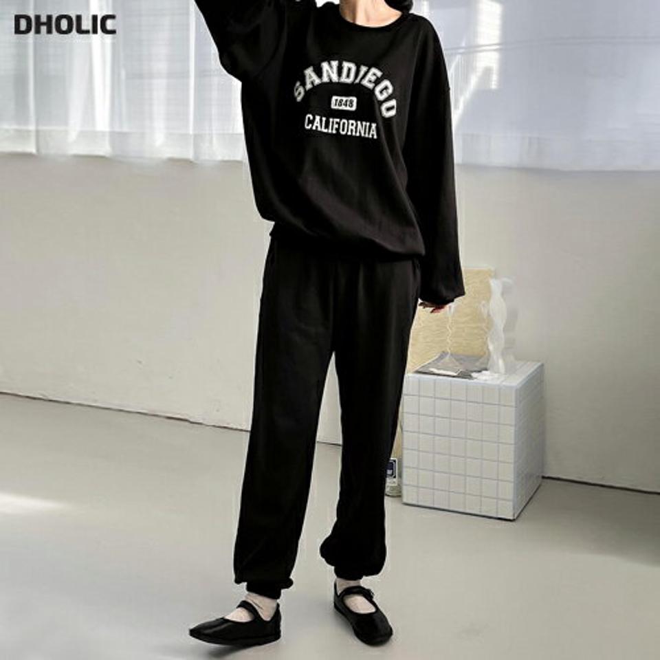 SANDIEGOスウェット&ジョガーパンツSET・p002020 レディース 【pt】セットアップ セット setup トップス スウェット トレーナー 長袖 柄 模様 ロゴ ロゴT パンツ ロング丈 ジョガーパンツ 秋 冬 カジュアル ラフ 韓国ファッション MKT