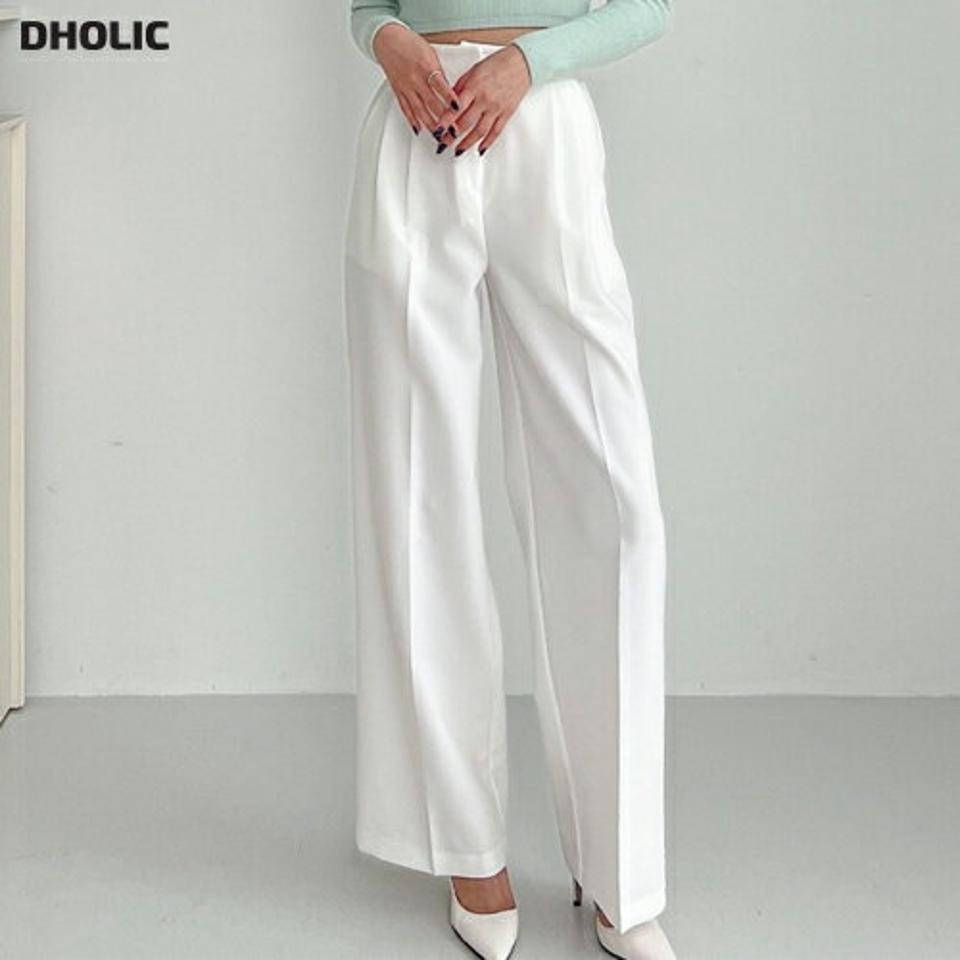 ホックツータックワイドスラックス・p001821 レディース 【pt】パンツ ロング丈 スラックス 単色 無地 シンプル ベーシック ワイド ツータック カラーパンツ 春 夏 秋 冬 ハイウエスト 韓国ファッション MKT