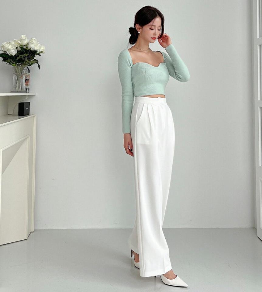 ホックツータックワイドスラックス・p001821 レディース 【pt】パンツ ロング丈 スラックス 単色 無地 シンプル ベーシック ワイド ツータック カラーパンツ 春 夏 秋 冬 ハイウエスト 韓国ファッション MKT