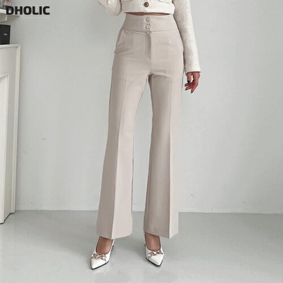 くるみツーボタンフレアスラックス・p001818 レディース 【pt】パンツ ロング丈 単色 無地 シンプル ベーシック くるみボタン カラーパンツ スラックス フレア スリム 細身 タイト 秋 冬 春 夏 大人 韓国ファッション MKT