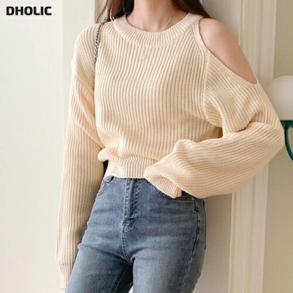 オープンワンショルダーニット・p001726 レディース 【tops】トップス 長袖 ニット ワンショルダー 肩出し セクシー 単色 無地 シンプル ベーシック リブ ユニーク 秋 冬 カジュアル モード 韓国ファッション MKT