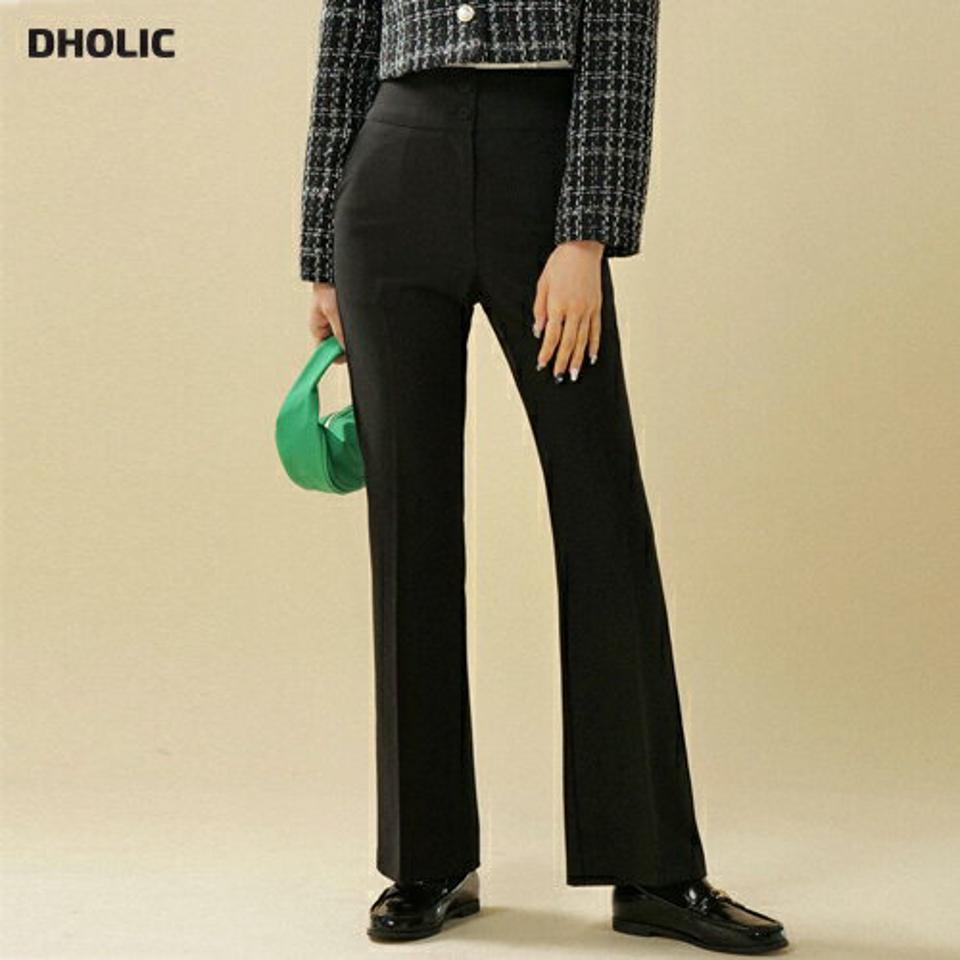 ツーボタンフレアスラックス・t00092 レディース 【pt】ボトムス ロング ロングパンツ スラックス スリム フレア センタープレス ハイウエスト ロング丈 無地 単色 シンプル フェミニン カジュアル 秋 冬 春 韓国ファッション