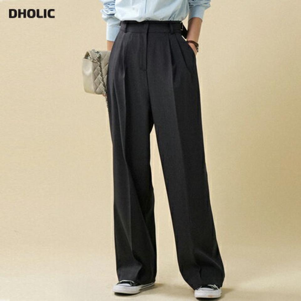 サイドベルトワイドスラックス・t00088 レディース 【pt】ボトムス ロング ロングパンツ スラックス センタープレス ハイウエスト ワイド ストレート ツータック ロング丈 無地 単色 シンプル フェミニン カジュアル 秋 冬 春 韓国ファッション