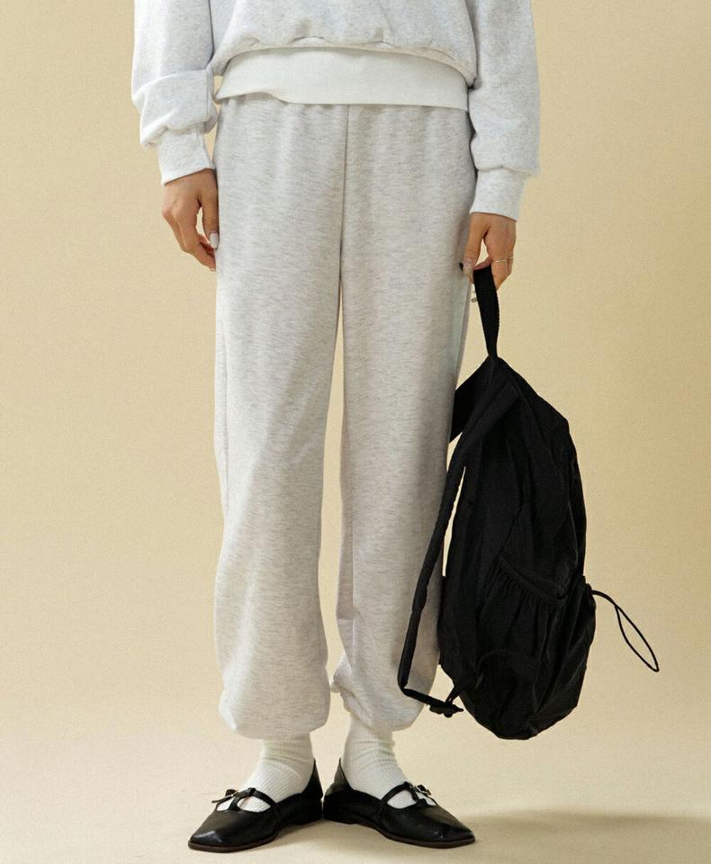 スウェットジョガーパンツ・t00085 レディース 【pt】ボトムス ロング ロングパンツ ジョガーパンツ スウェット ハイウエスト ウエスト裾 ゴム ロング丈 無地 単色 ベーシック シンプル フェミニン カジュアル 秋 冬 春 韓国ファッション