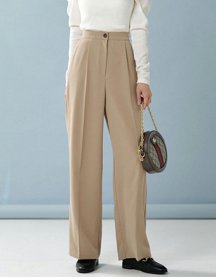 ワイドイージースラックス・t00218 レディース 【pt】ボトムス ロング ロングパンツ スラックス ワイド ストレート バックゴム ハイウエスト フルレングス ロング丈 無地 単色 シンプル フェミニン カジュアル 秋 冬 春 韓国ファッション