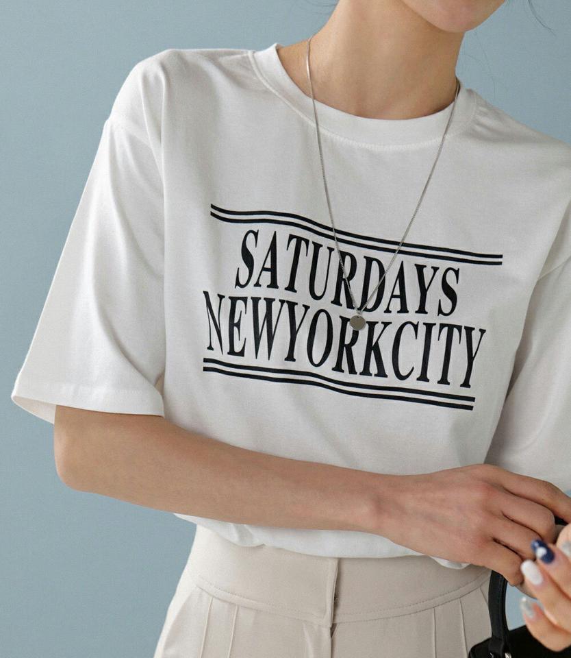 モダール混NEWYORKCITY半袖Tシャツ・t00187 レディース 【tops】トップス Tシャツ ラウンドネック 半袖 レタリング ロゴ モダール混 シック シンプル 可愛い かわいい カジュアル フェミニン 秋 冬 春 韓国ファッション
